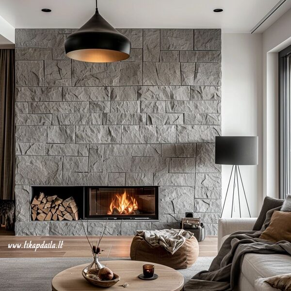 Dekoratyvinis akmuo šiuolaikiniame interjere.