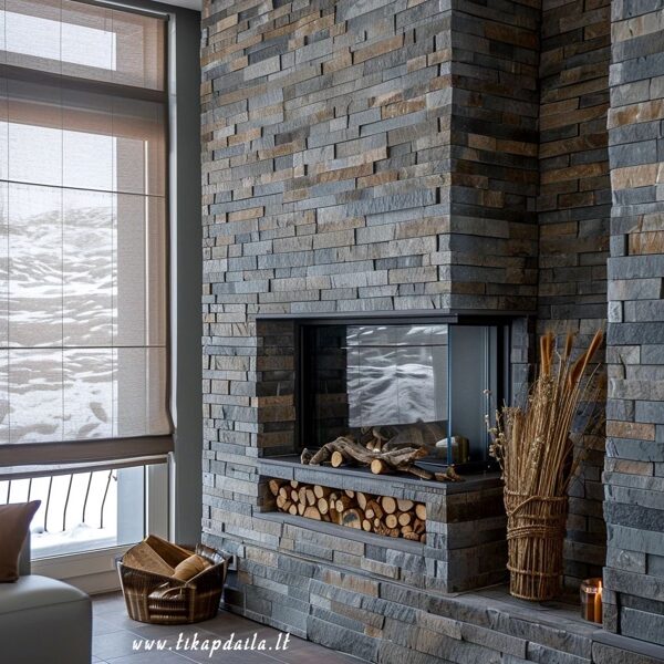 Dekoratyvinis akmuo šiuolaikiniame interjere.