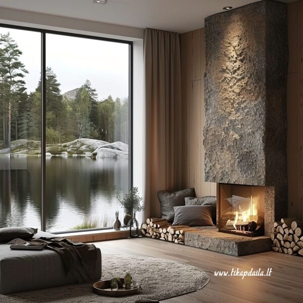 Dekoratyvinis akmuo šiuolaikiniame interjere.