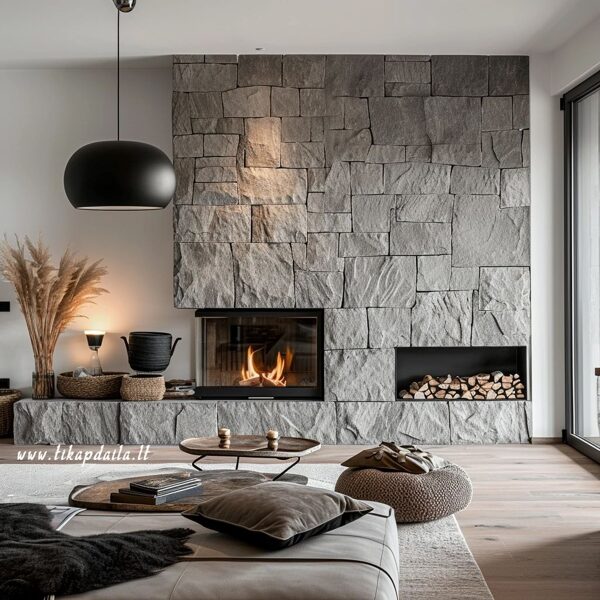 Dekoratyvinis akmuo šiuolaikiniame interjere.